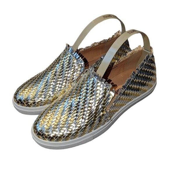 Soft Surroundings Midas metallic basket weave sneakers size 7 - Picture 1 of 8